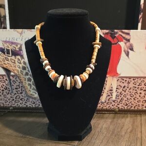 Chic Beaded Necklace - Orange and Brown